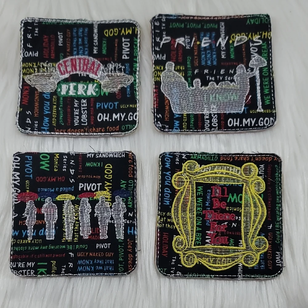 Set Of 4 Embroidered Cork Friends TV Show Coasters - Picture 1 of 6